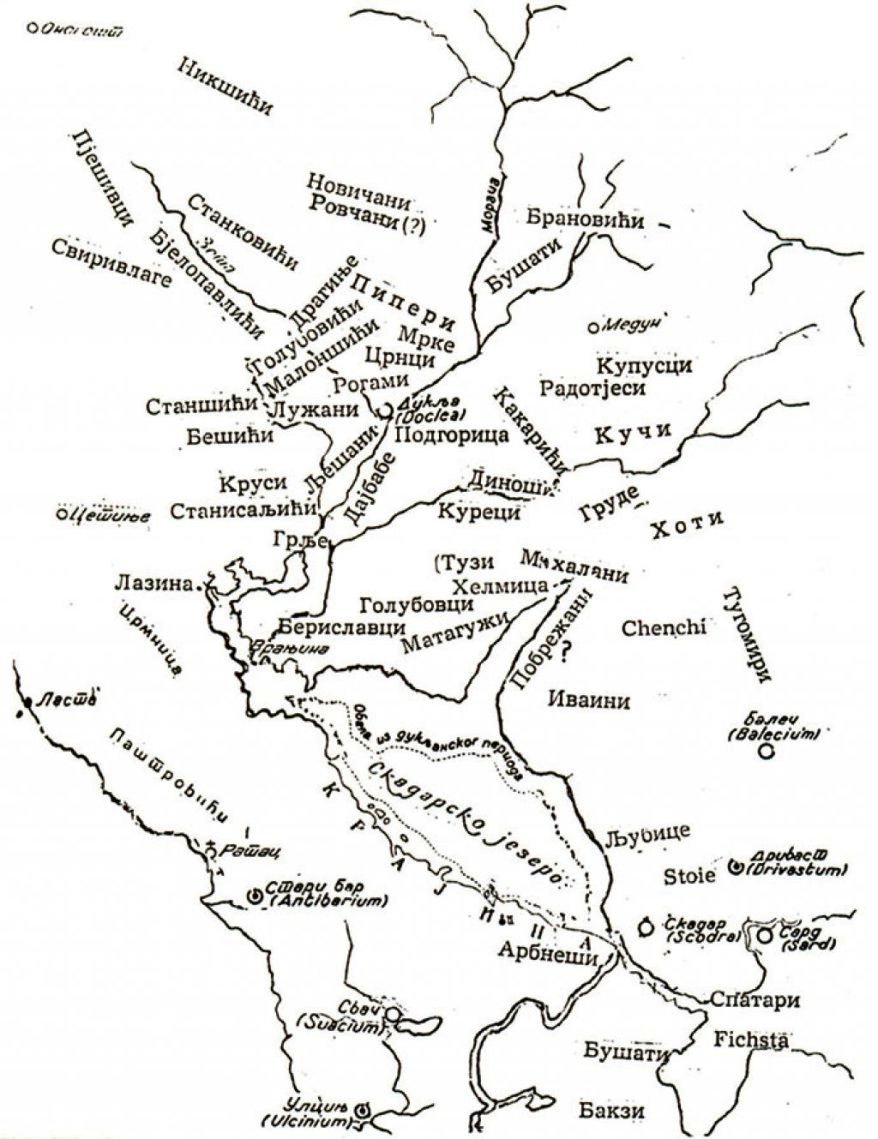племена Черногории карта